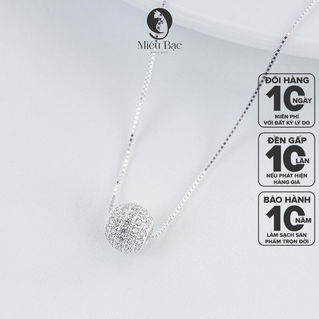 Dây chuyền bạc nữ Miêu Bạc quả cầu pha lê chất liệu bạc s925 thời trang phụ kiện trang sức D400627