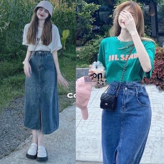 SET ÁO THUN KÈM CHÂN VÁY JEANS (KÈM VIDEO HÌNH THẬT)