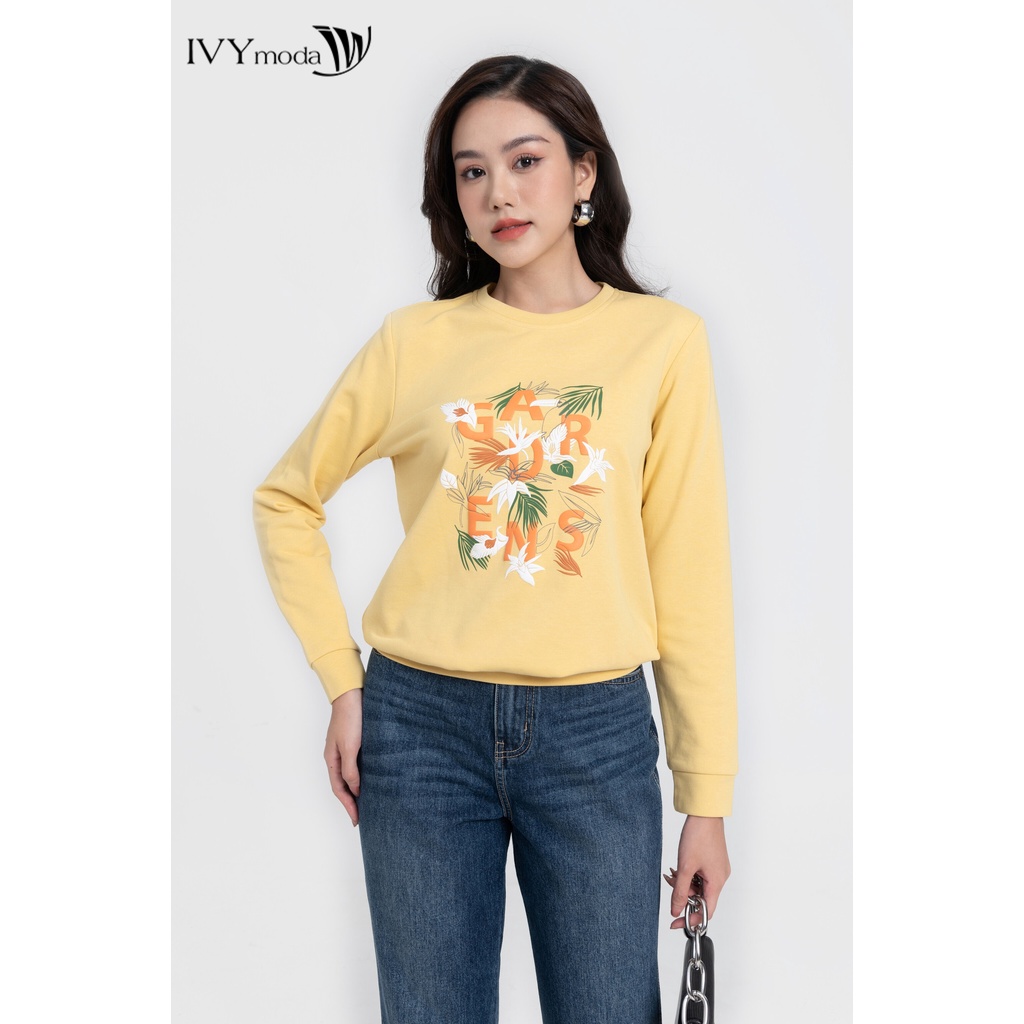 Áo thun họa tiết dài tay nữ IVY moda MS 58M8024