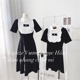 ĐẦM NHUNG PHỐI CỔ TRẮNG BIGSIZE ( ngắn và dài )