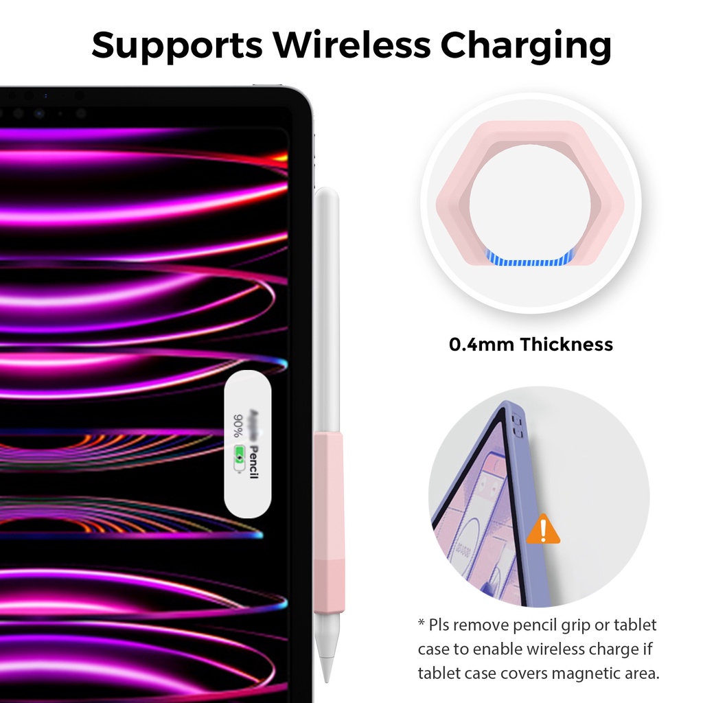 3-Gói Giữ Bút Chì Tiện Dụng Bao Bọc Bao Tay Bằng Silicone Tương Thích Với Apple Pencil Thế Hệ Thứ 2