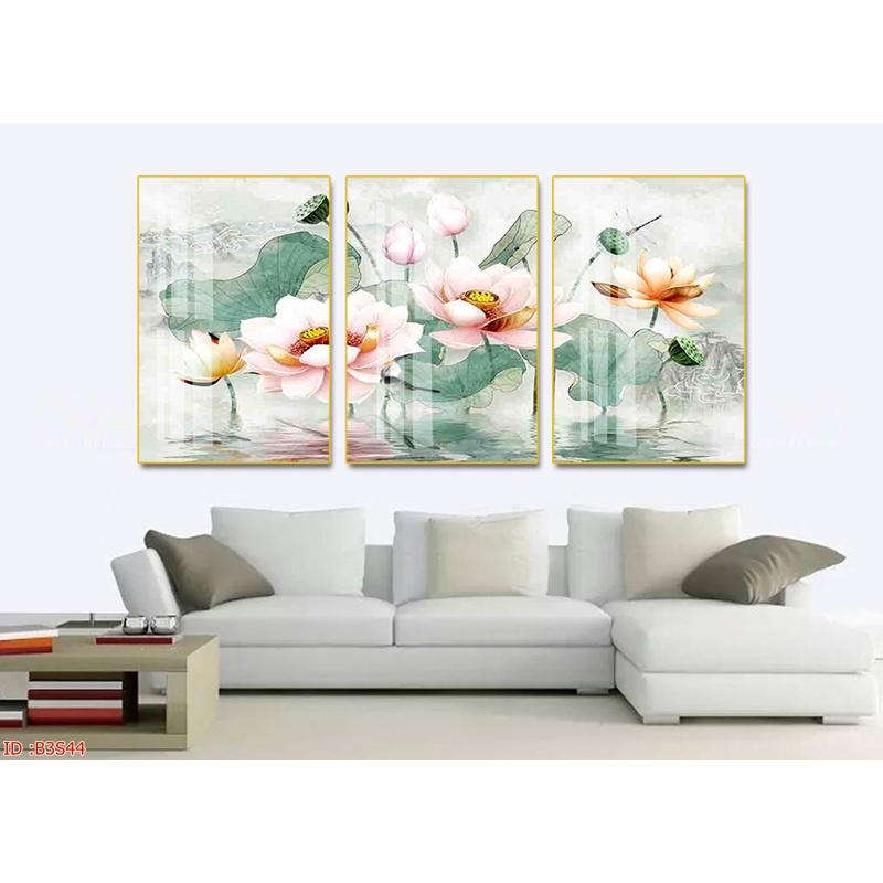 Tranh Treo Tường Hoa Sen - Tranh Phong Thủy Laminate Tráng Gương