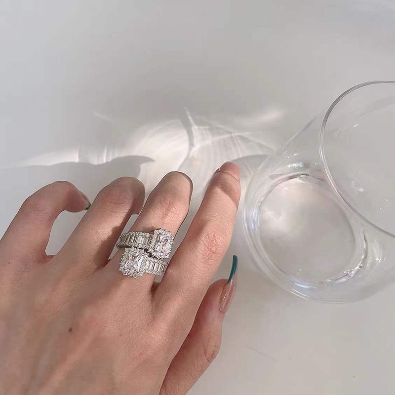 Luxury carbon diamond ring, Korean style, suitable for women