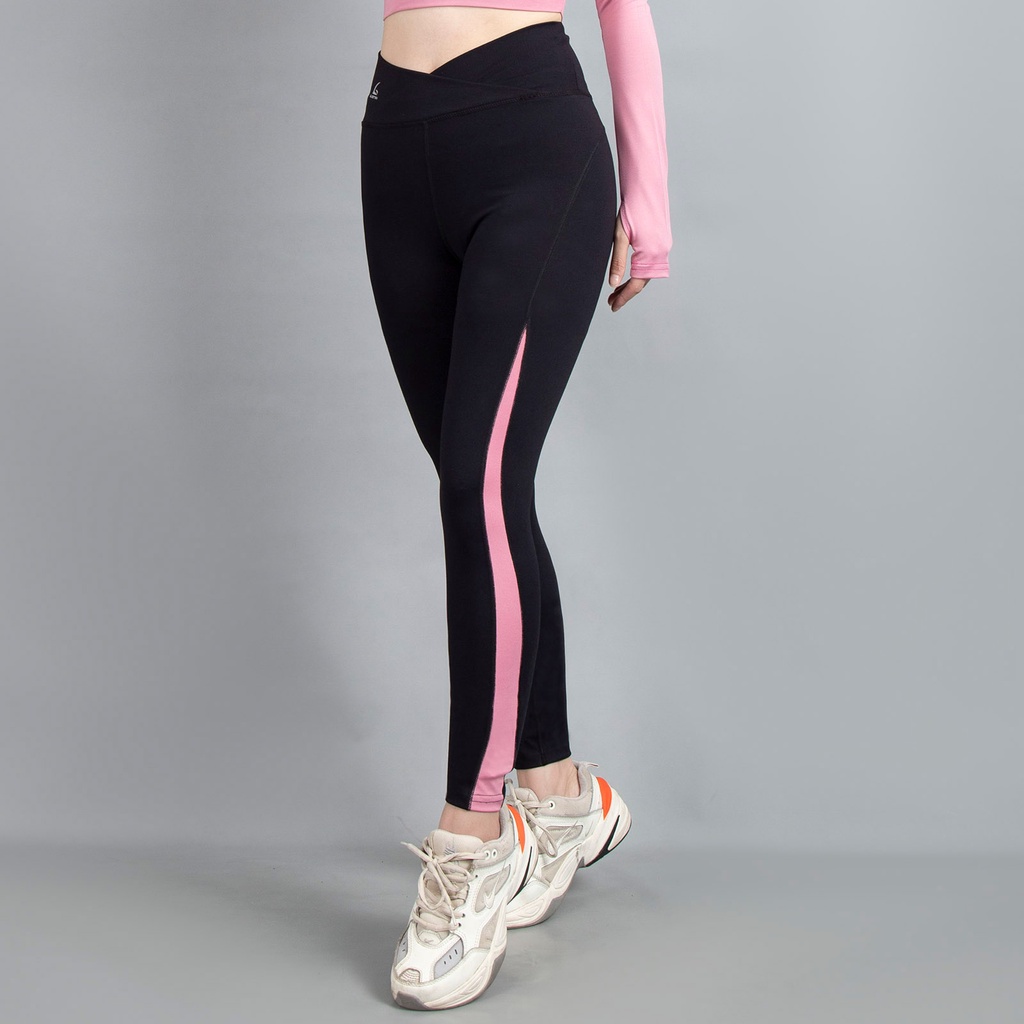 Quần thể thao Gladimax Leggings Genmax G12 đen phối màu hai bên hỗ trợ, nâng cao hiệu quả tập luyện