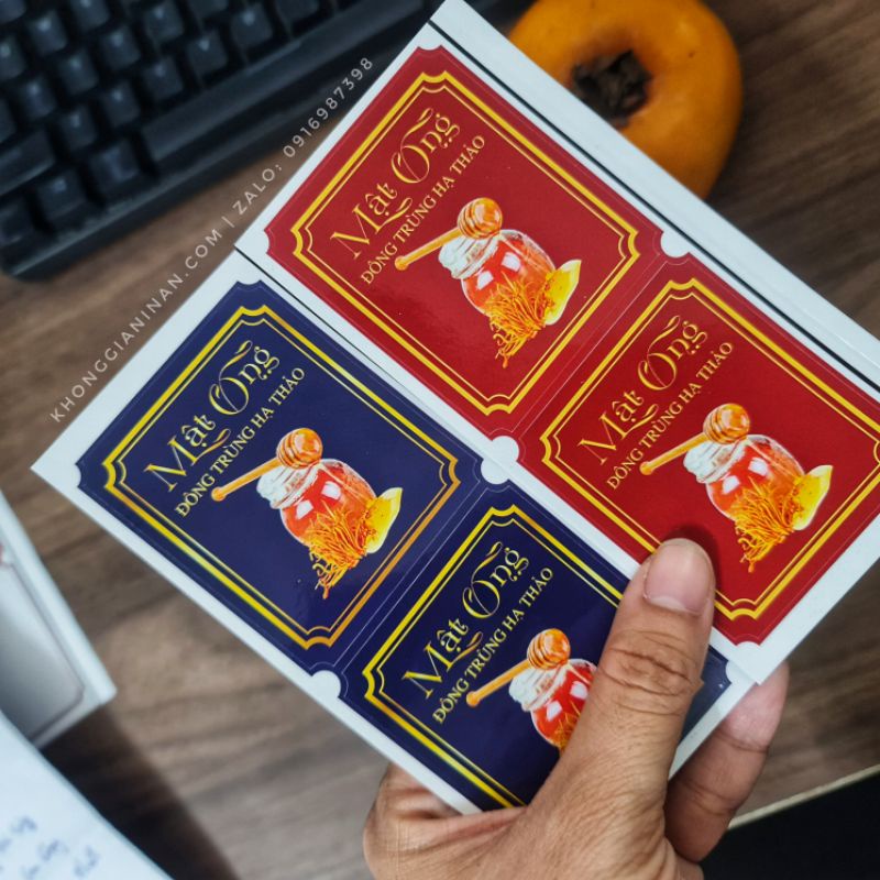 20 tem Mật Ong Đông Trùng Hạ Thảo / Saffron Honey thiết kế by meanche - nhận in logo shop ib Anche