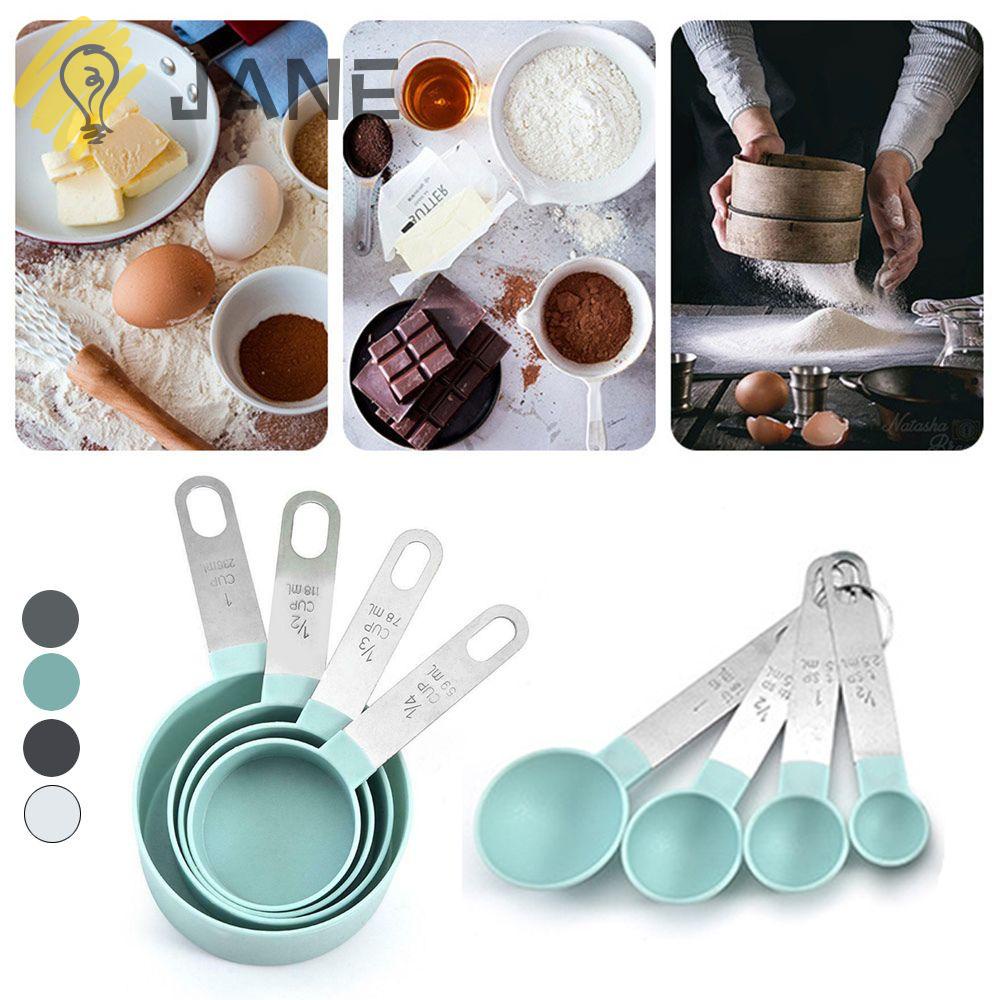 Set 4 Muỗng Đo Lường Bằng Nhựa Và Thép Không Gỉ Nhiều Màu Tiện Dụng Cho Nhà Bếp