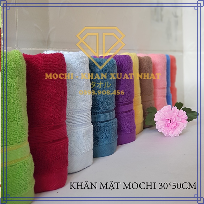 Khăn Mặt 30x50cm MOCHI 100% Cotton Siêu Thấm Hút, Không Sổ Lông, Không Phai Màu Dùng Cho Gia Đình Và Khách Sạn