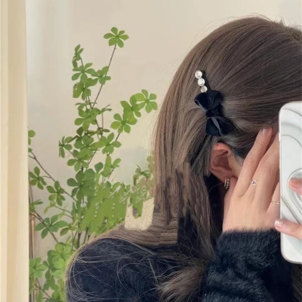 Kẹp Tóc Hình Nơ Đính Đá Phong Cách Thời Trang Nhật Hàn