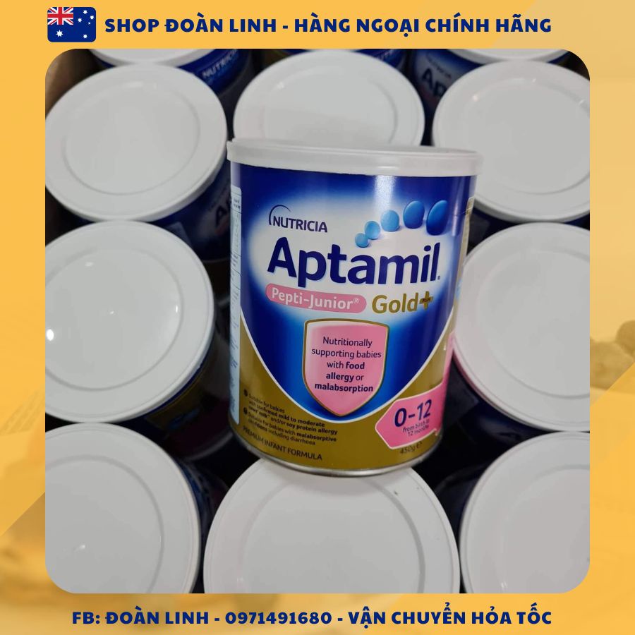 Sữa Aptamil Pepti Junior Gold Úc cho bé dị ứng đạm sữa bò 450gr, Hàng úc đi air, Date mới