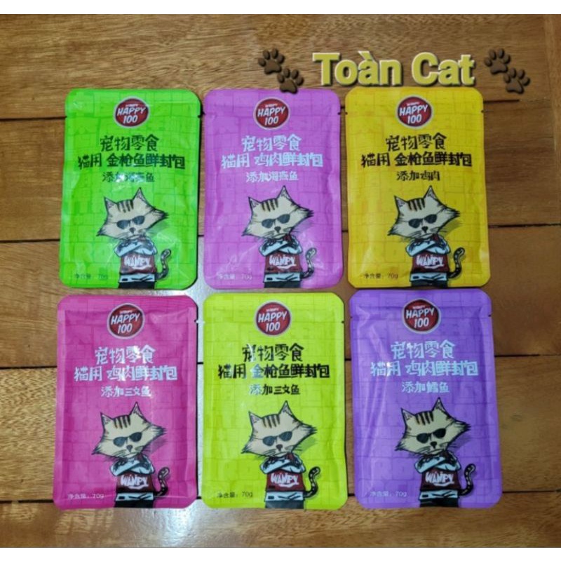 Combo 12 gói pate wanpy happy 100 cho mèo gói 70g- pate cho mèo