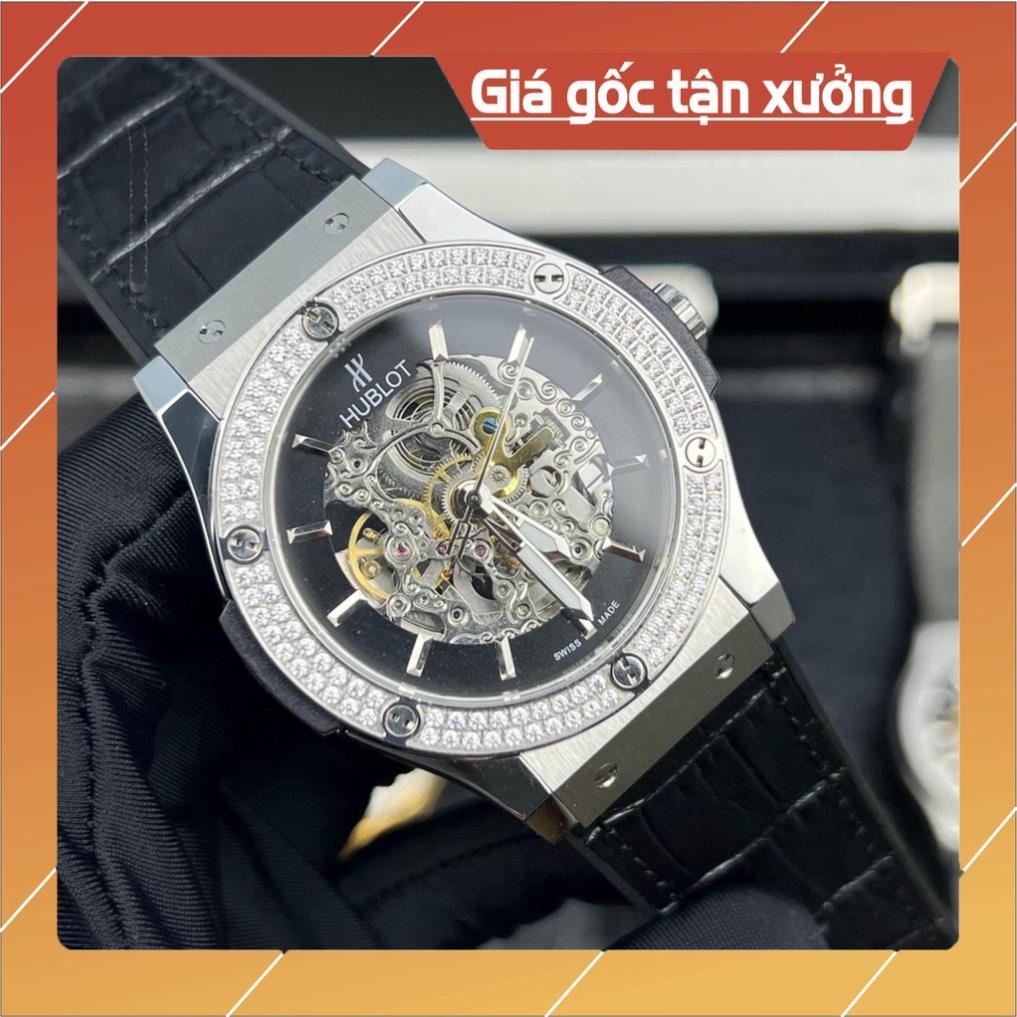 Đồng Hồ Nam HA85 hublot Sapphire Mặt Lộ cơ 3 Kim Viền đá Máy cơ Automatic Nhật