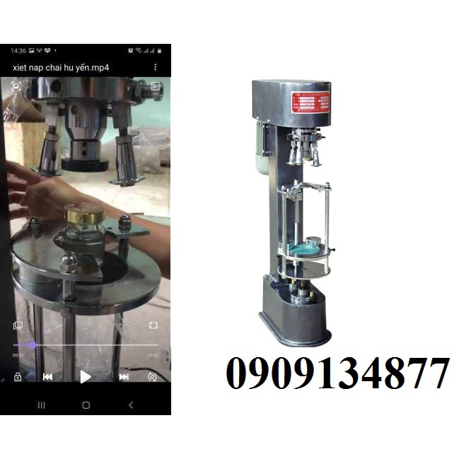 Máy siết nắp chai rượu vodka, máy siết nắp nhôm dùng điện, máy viền mí nắp nhôm colagen, máy đóng nắp chai siro ho