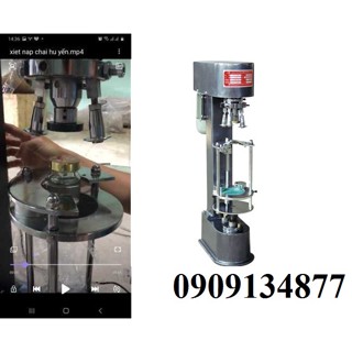 Máy siết nắp chai rượu vodka, máy siết nắp nhôm dùng điện, máy viền mí nắp nhôm colagen, máy đóng nắp chai siro ho