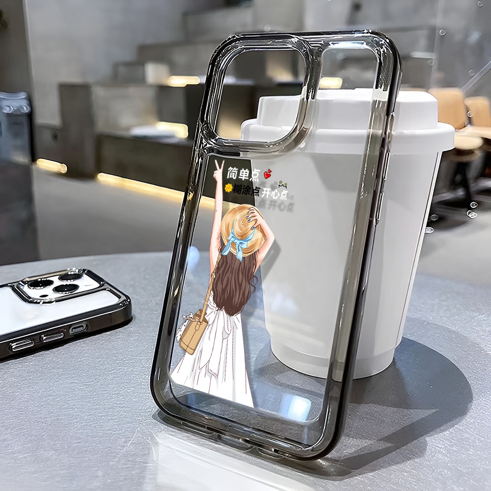 Ốp Điện Thoại Trong Suốt Hình Cô Gái Không Gian Cho iphone 14 Pro Max 13 11 12 7Plus X XR XS Max 8 7