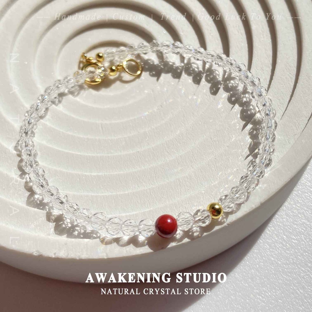 Vòng Tay Hạt Pha Lê Trắng May Mắn Thanh Lịch Thời Trang Cho Nữ