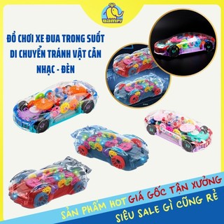 Xe Đua Trong Suốt Cảm Biến Vật Cản Xe Hơi Đồ Chơi Có Nhạc Đồ Chơi Xe Hơi Xoay 360 Độ Đèn LED