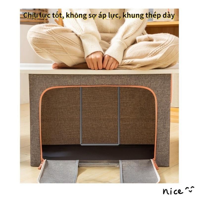 Tủ Vải 4 Khung Thép MINI 66L_100L Đựng Quần Áo Chăn Màn Cỡ Lớn Có Thể Xếp Chồng Gấp Gọn Có Bọc Nhựa PVC Cao Cấp