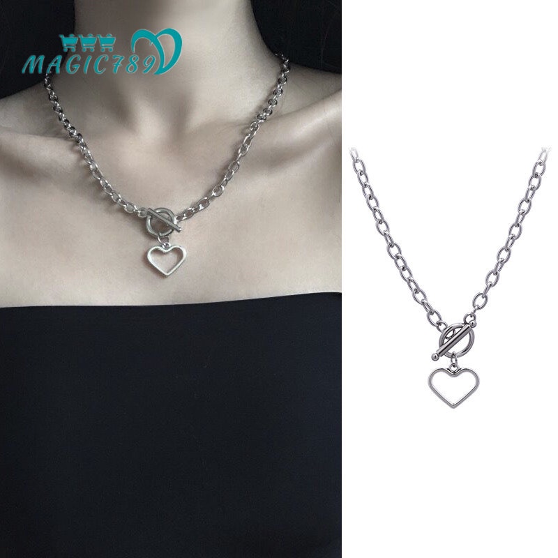 Vòng cổ Bạc Mặt Hình Trái Tim Phong Cách Hàn Quốc Cho Nữ Magic789