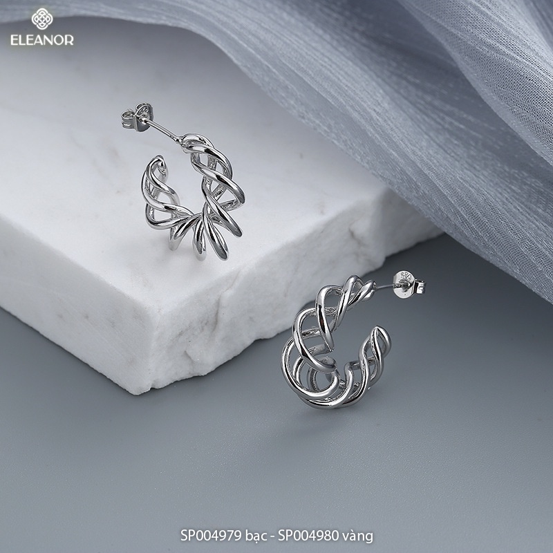 Bông tai nữ Eleanor Accessories hình chữ C thiết kế dạng xoắn phụ kiện trang sức 4979
