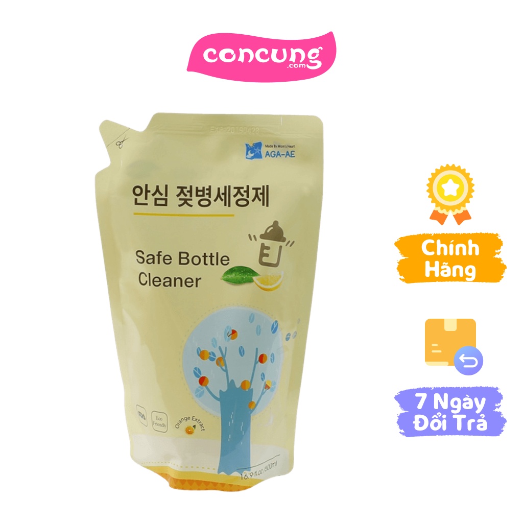 Nước rửa bình sữa AGA-AE hương cam Túi 500ml