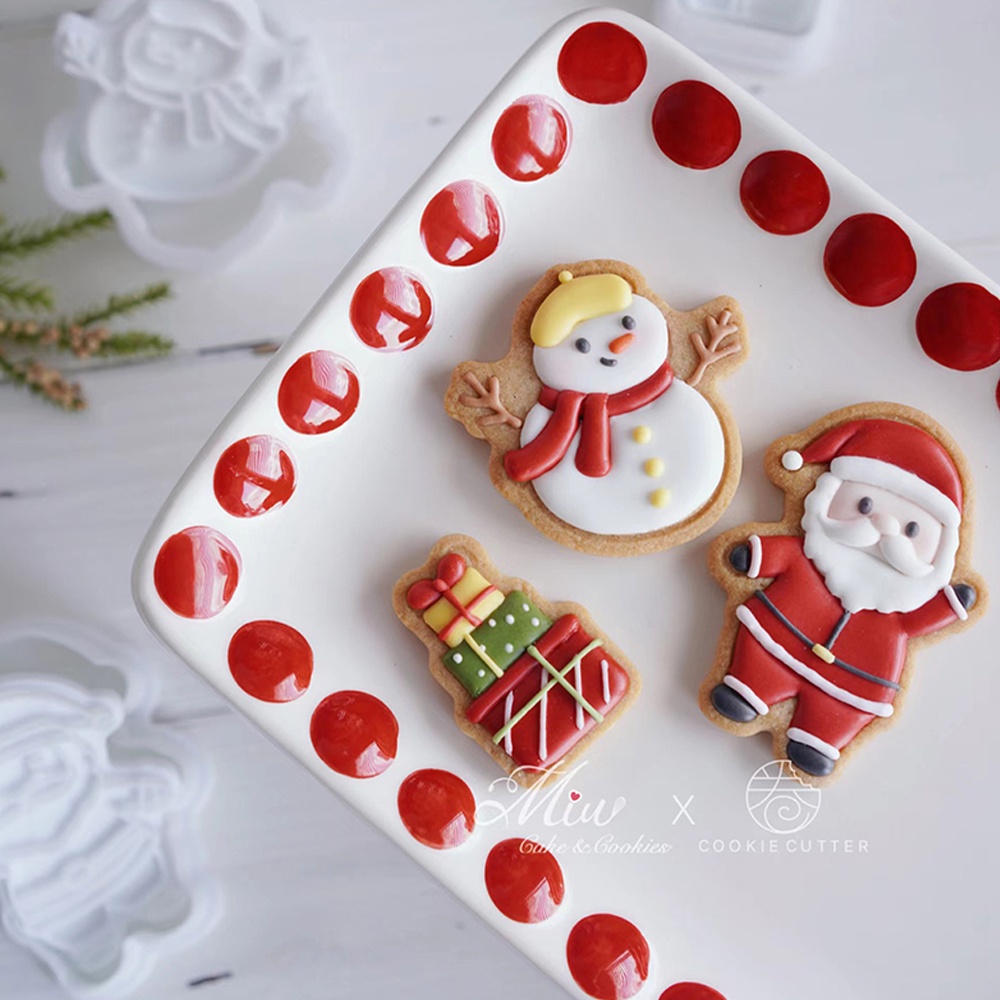 Khuôn Làm Bánh Quy Hình Ông Già Noel / Người Tuyết 3D Trang Trí Giáng Sinh / Năm Mới
