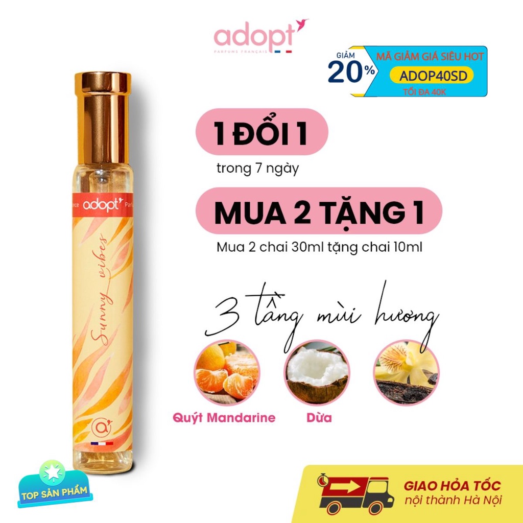 Nước Hoa Nữ Thơm Lâu Chính Hãng Adopt' Sunny Vibes 30 Ml Hương Thơm Cá Tính - Nước Hoa Pháp Chính Hãng