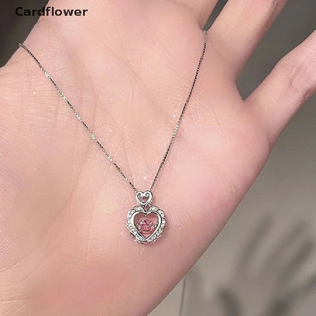 < Cardflower > Vòng cổ Bạc Mặt Trái Tim Pha Lê Hồng Rỗng Thời Trang Cổ Điển Dành Cho Nữ Trang Sức Đám Cưới Đang Giảm Giá