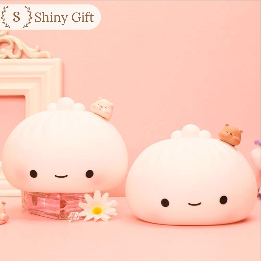 Đèn trang trí, đèn ngủ bánh bao silicone đổi màu