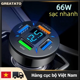 QC3.0+PD 4 USB 12V 24v 66W Tẩu Sạc nhanh ô tô Chuyên Dụng Cho Xe Hơi