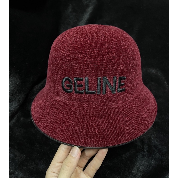Mũ tai bèo QC  nhung thêu chữ GELINE - Mũ vành nữ