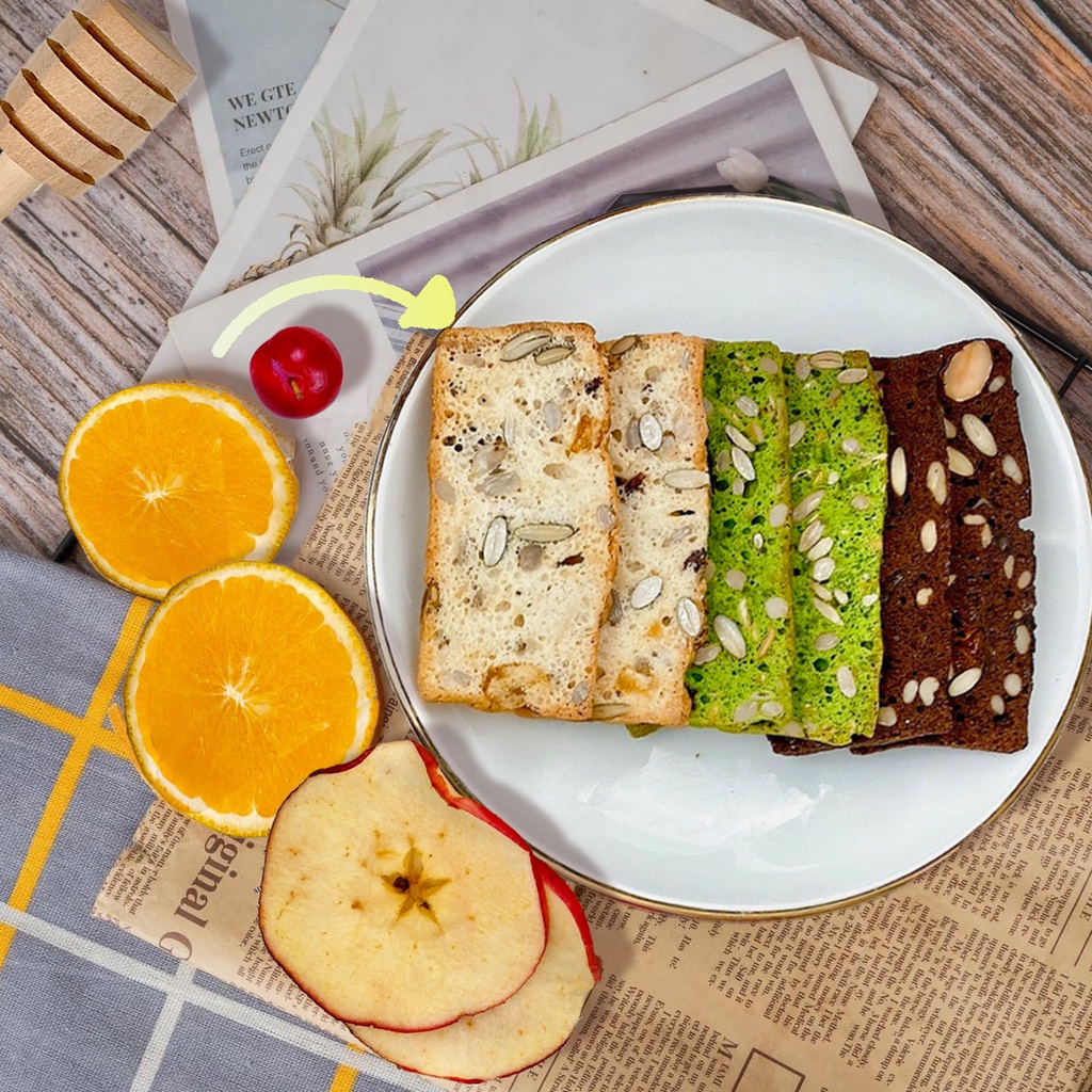 Bánh Biscotti nguyên cám ăn kiêng không đường mix 3 vị | Hạt Nắng - Healthy Foods