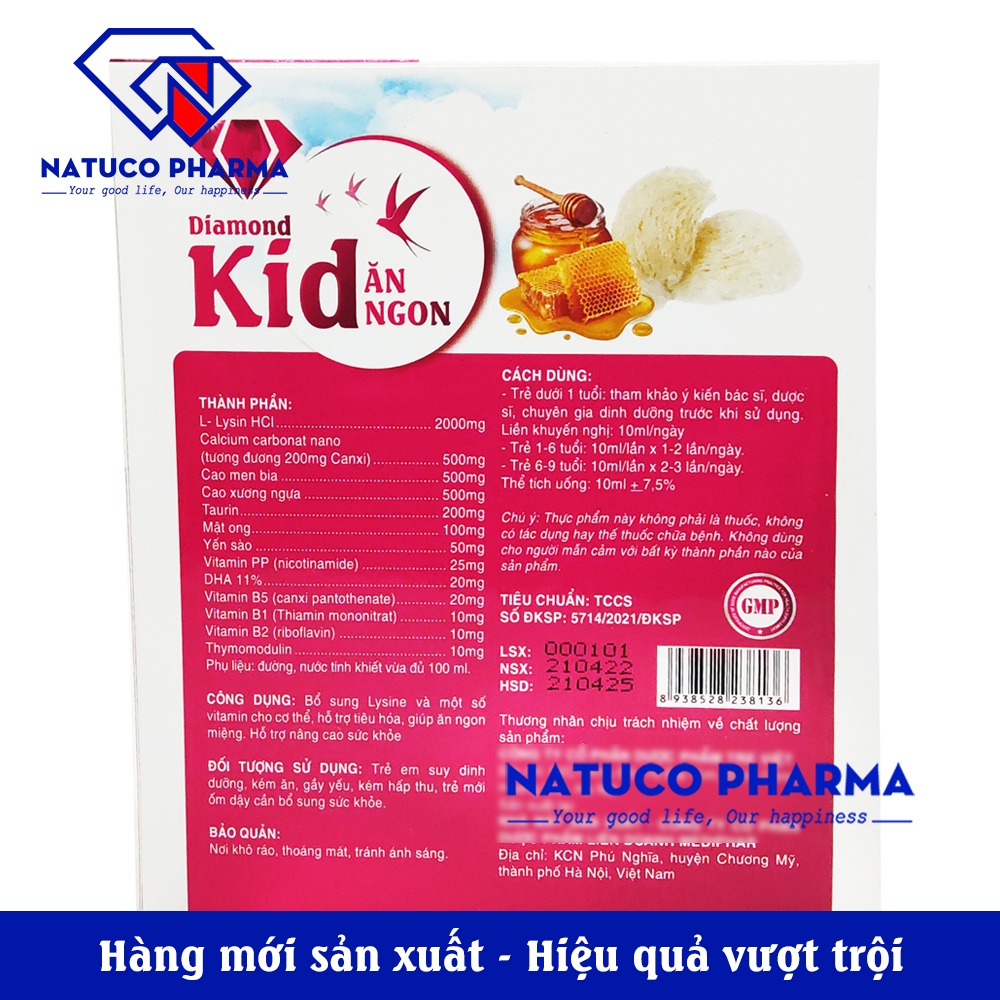 Siro Diamon Kid Ăn Ngon cho bé từ 1 tuổi - bổ sung kẽm, DHA, yến sào, taurin, vitamin giúp bé tăng sức đề kháng, tiêu hó