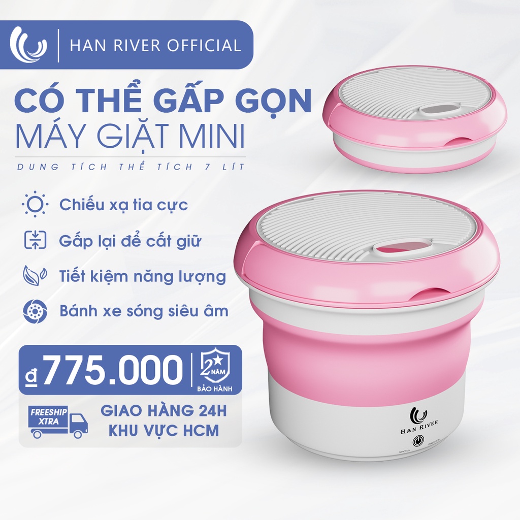 Máy giặt mini gấp gọn HAN RIVER chiếu xạ tia cực có thể gấp lại để cất giữ khử trùng bằng ôzôn sóng siêu âm