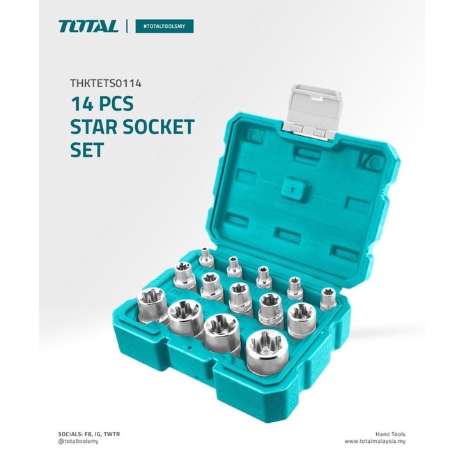 ĐỒ NGHỀ TOTAL Bộ 14 đầu tuýp loại E THKTETS0114 < HÀNG CHÍNH HÃNG >