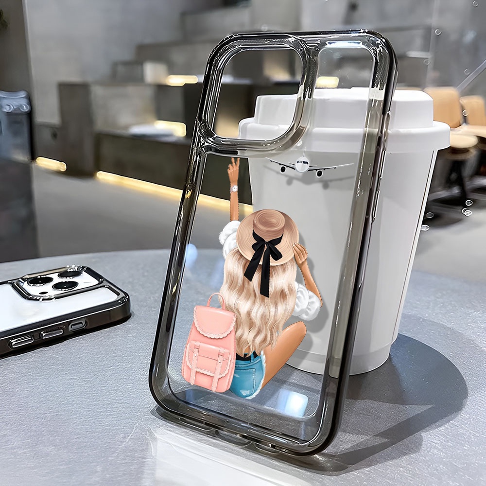 Ốp Điện Thoại Trong Suốt Hình Cô Gái Không Gian Cho iphone 14 Pro Max 13 11 12 7Plus X XR XS Max 8 7