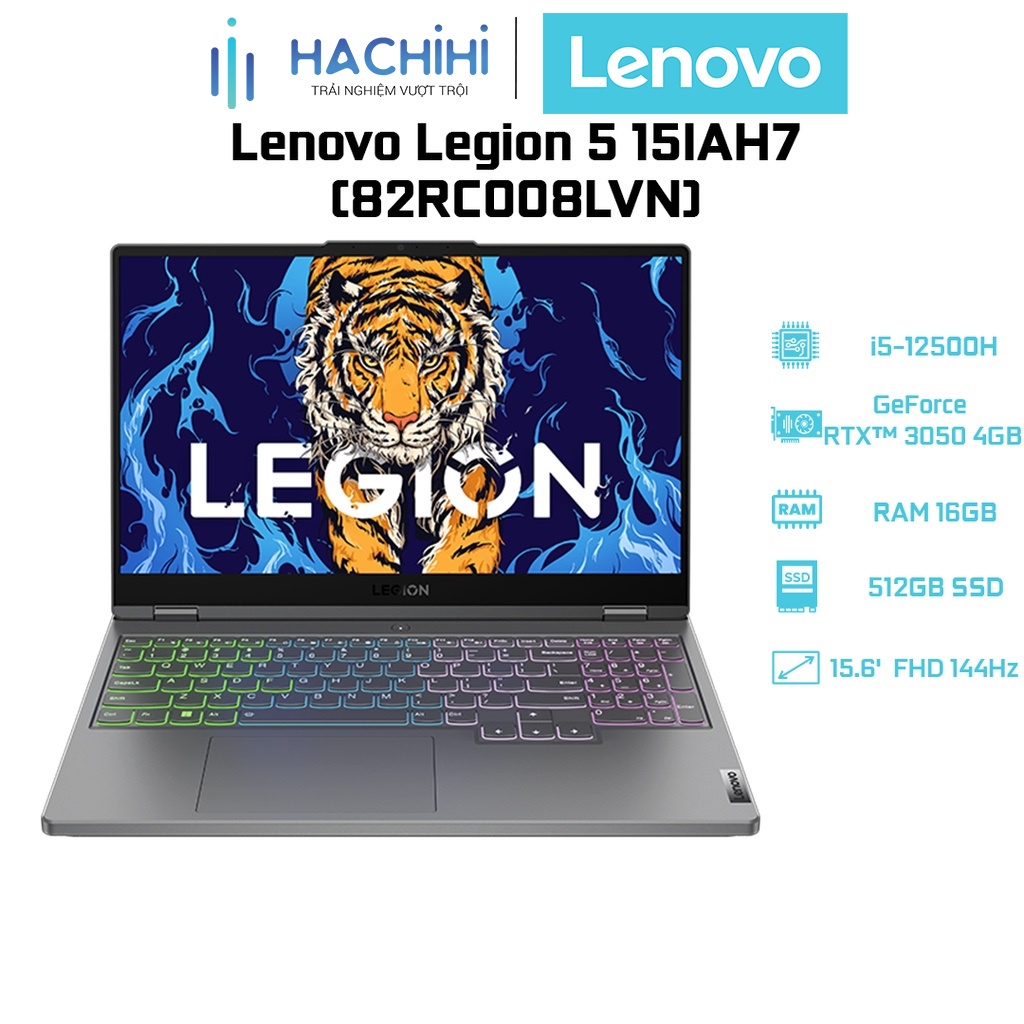Laptop Lenovo Legion 5 15IAH7 (82RC008LVN) (i5-12500H | 8GB | 512GB | GeForce RTX™ 3050 4GB | 15.6' FHD 144Hz 100%)