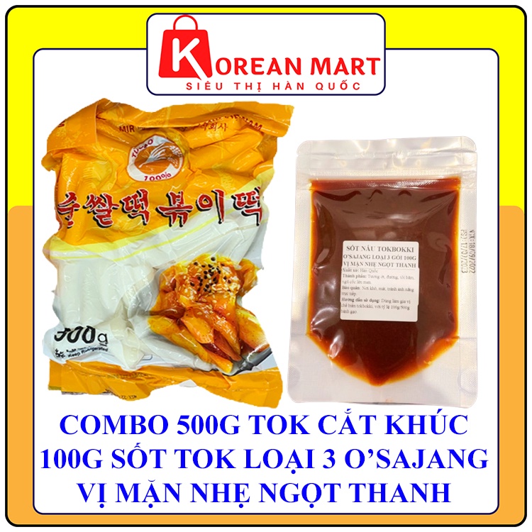 COMBO 500G BÁNH GẠO CẮT SẴN GÓI VÀNG VÀ 100G SỐT NẤU TOKBOKKI