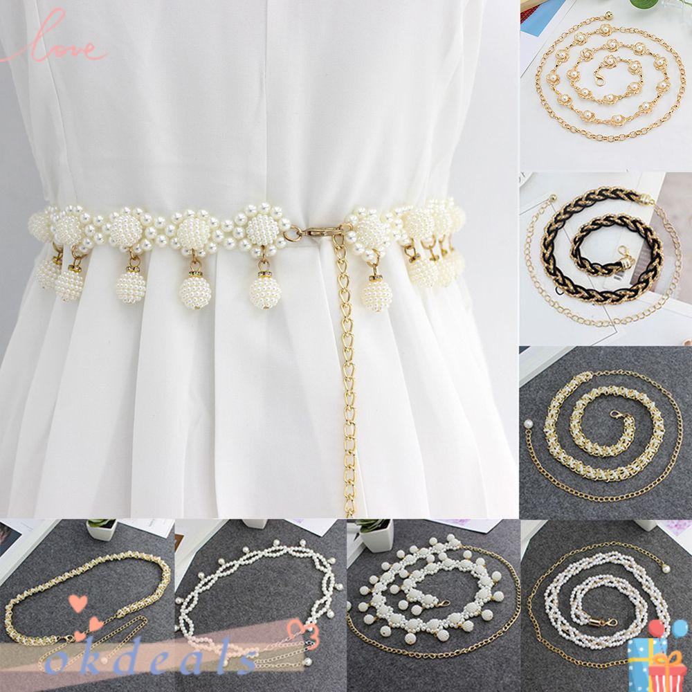 Thắt Lưng Mỏng Đính Ngọc Trai Thời Trang Cho Nữ