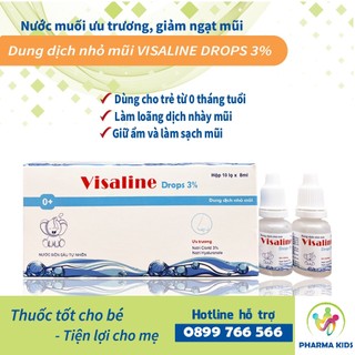 Dung dịch nhỏ mũi visaline drops 3% - hộp 10 lọ 8ml