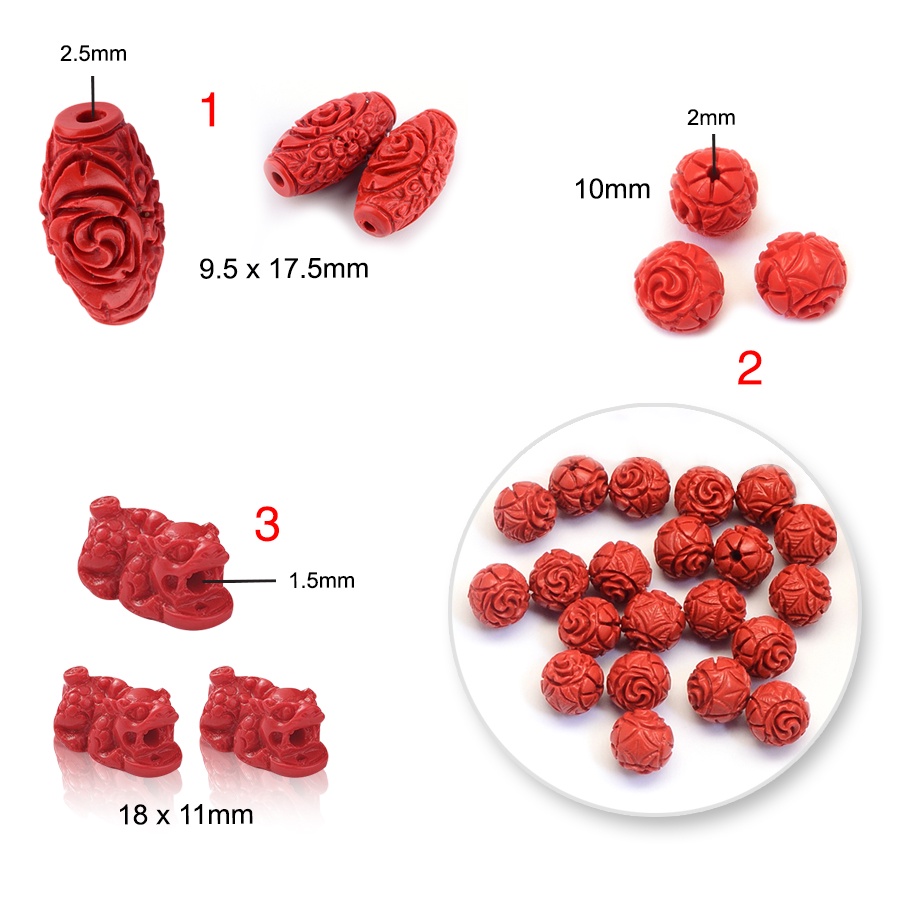 Chuỗi Hạt Chu Sa ~8-20mm, Mix Làm Vòng Tay Dây Đeo Móc Khóa Trang Sức, Thời Trang Nam Nữ