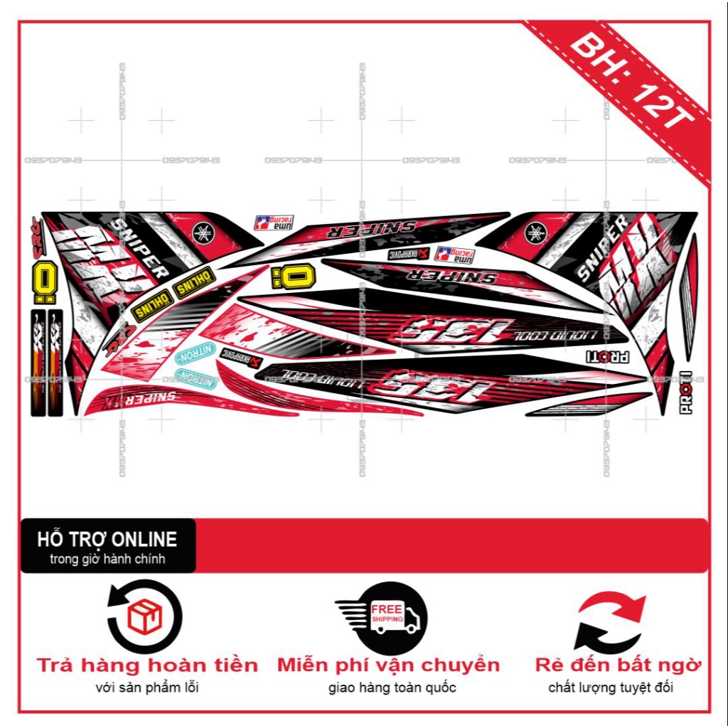 {SÀI GÒN-FREE SHIP] TEM RỜI EXCITER 2011 MX SNIPERS ĐỎ ĐEN