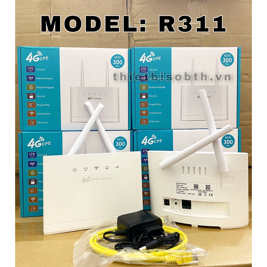 Bộ Phát Wifi từ sim 3G/ 4G RS311 Tốc độ 300Mbps. Kết nối 32 thiết bị, 2 râu wifi. Có cổng lan