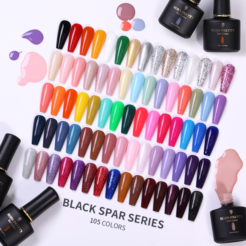 Sơn Móng Tay Gel UV BORN PRETTY 10ml Màu Đen Trắng Hồng Xanh Dương Lấp Lánh Lâu Trôi