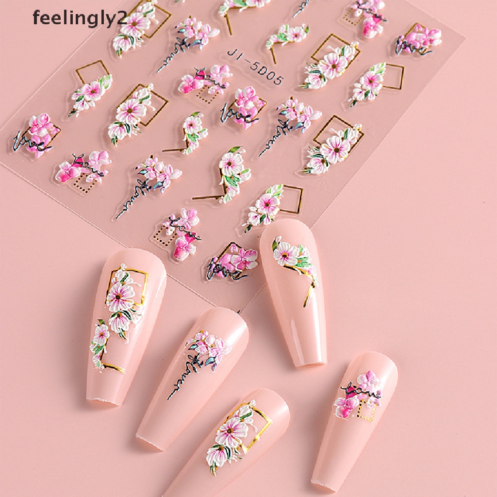 Miếng Dán Trang Trí Móng Tay 5D Bằng Acrylic Họa Tiết Hình Học Độc Đáo