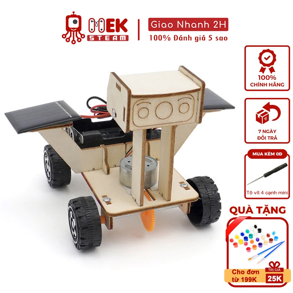 Đồ chơi trẻ em MEKVN bộ lắp ráp mô hình xe thám hiểm mặt trăng động cơ chạy bằng năng lượng mặt trời C-13A bằng gỗ
