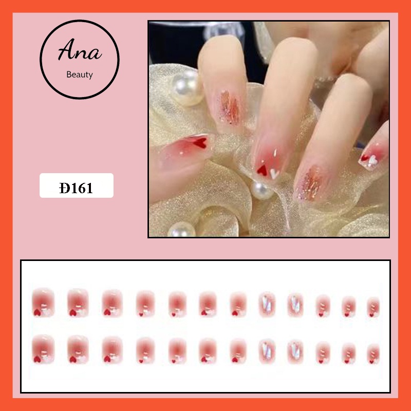 Móng tay giả đính đá đẹp giá rẻ nail box đính nơ Anabeauty mã mới