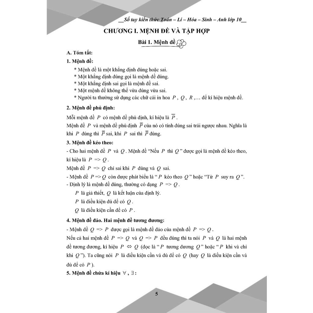 Sách - Combo sổ tay kiến thức và ĐỀ CƯƠNG toán lý hóa lớp 10