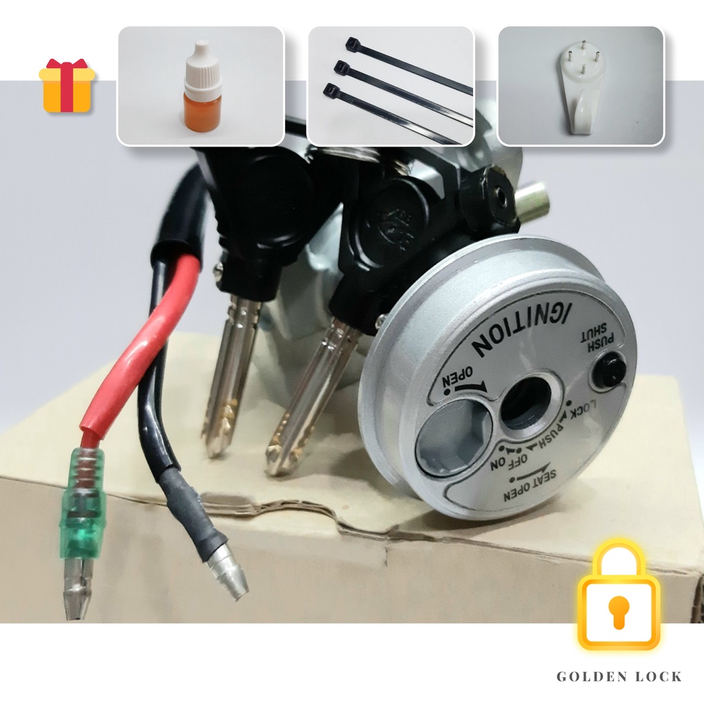 Bộ Ổ Khoá 8 cạnh Xe Exciter 150 nắp từ (2 dây, không khóa yên) Chống Trộm