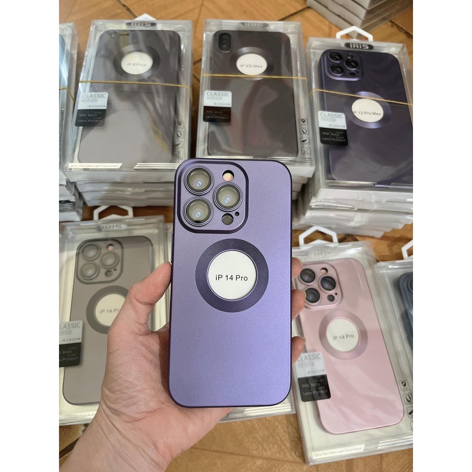 Ốp lưng iPhone hở táo Viền Vuông Nhám Màu Tím Chống Vân Siêu HOT cho iPhone 14 Pro Max 14 13 Pro Max 13 12 Pro Max 12 11
