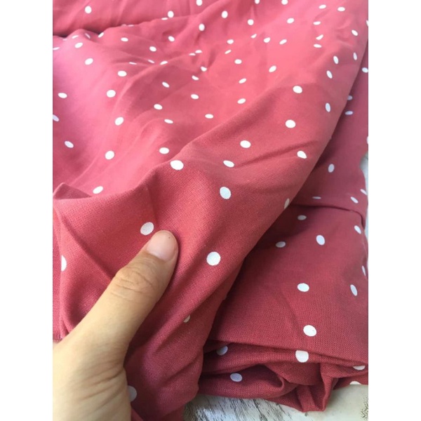 linen chấm bi hồng đất